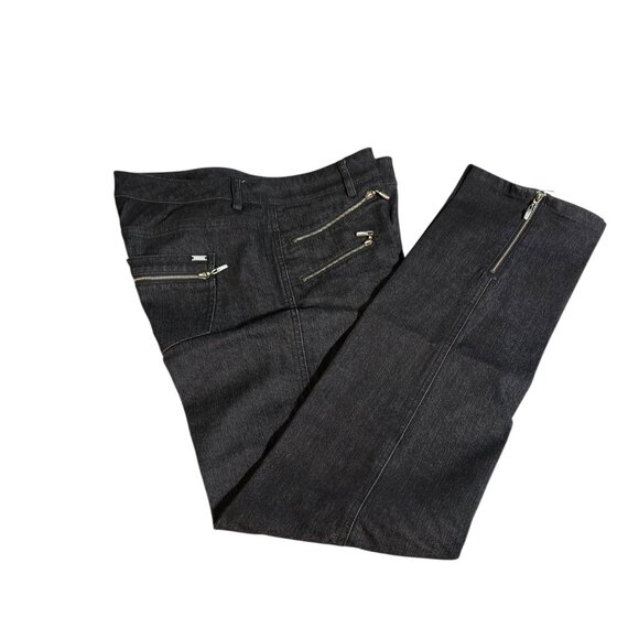 ST. JOHN YELLOW LABEL Black Denim Jeans Zippers Sz 6 - Picture 5 of 12